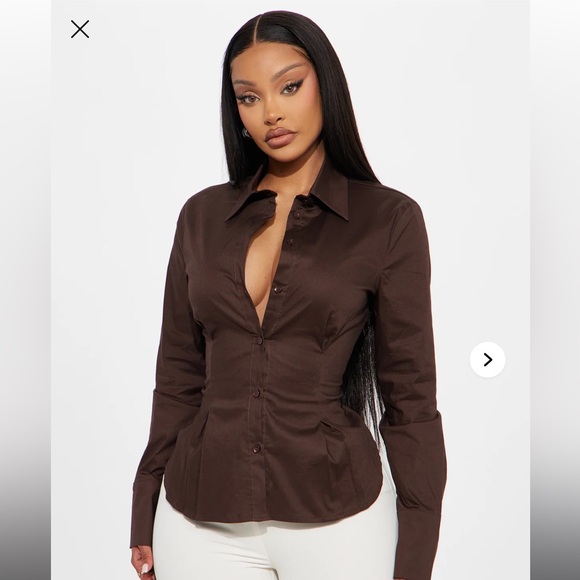 Fashion Nova Tops - Fashion Nova Brown Button Down Shirt